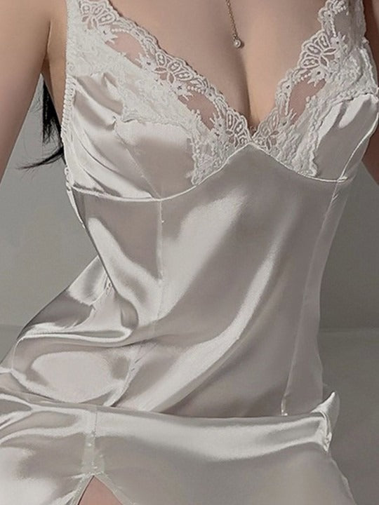 moonlit Grace Satin Slip Dress