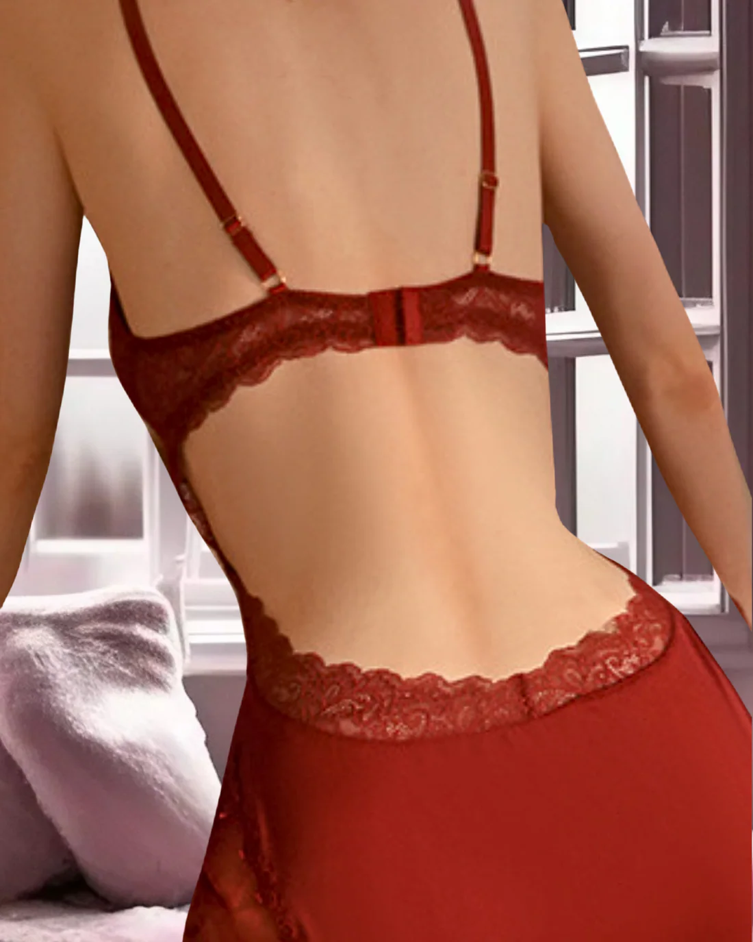 CHEEKY LULU & SKY Red NightGown Set
