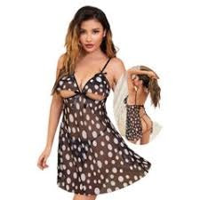 Polka Dot Sheer Mesh Babydoll Lingerie