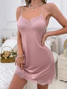 Burst Bow Split Halter Lace Dress – Sexy Strappy Sleepwear