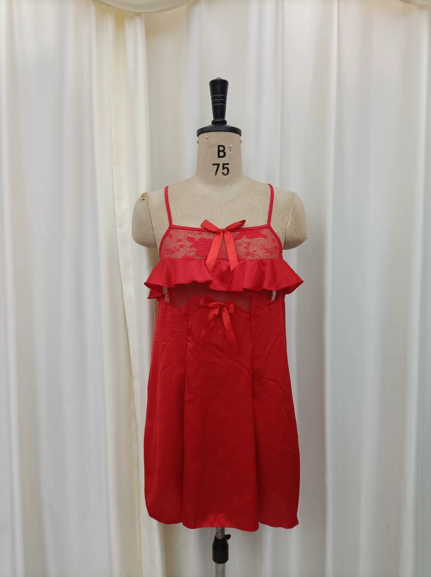 Black Lace Ruffle Nightdress – Elegant Sleepwear