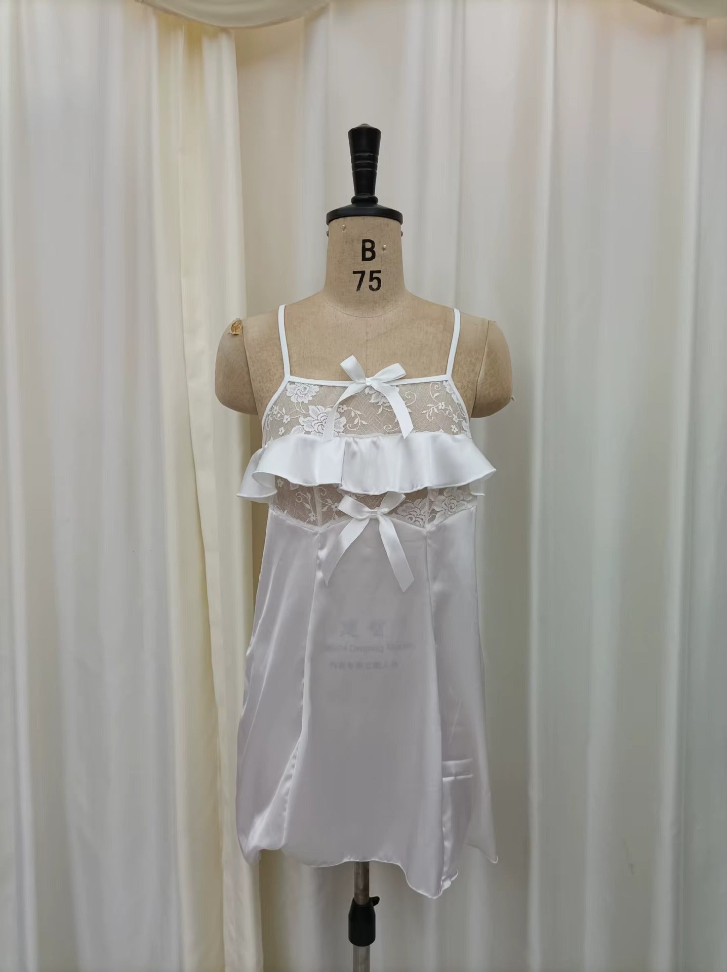 Black Lace Ruffle Nightdress – Elegant Sleepwear