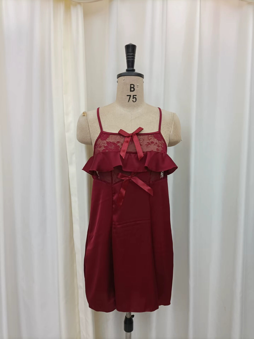 Black Lace Ruffle Nightdress – Elegant Sleepwear