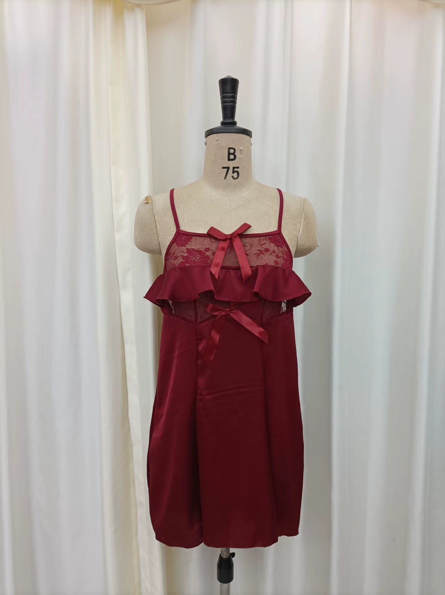 Black Lace Ruffle Nightdress – Elegant Sleepwear