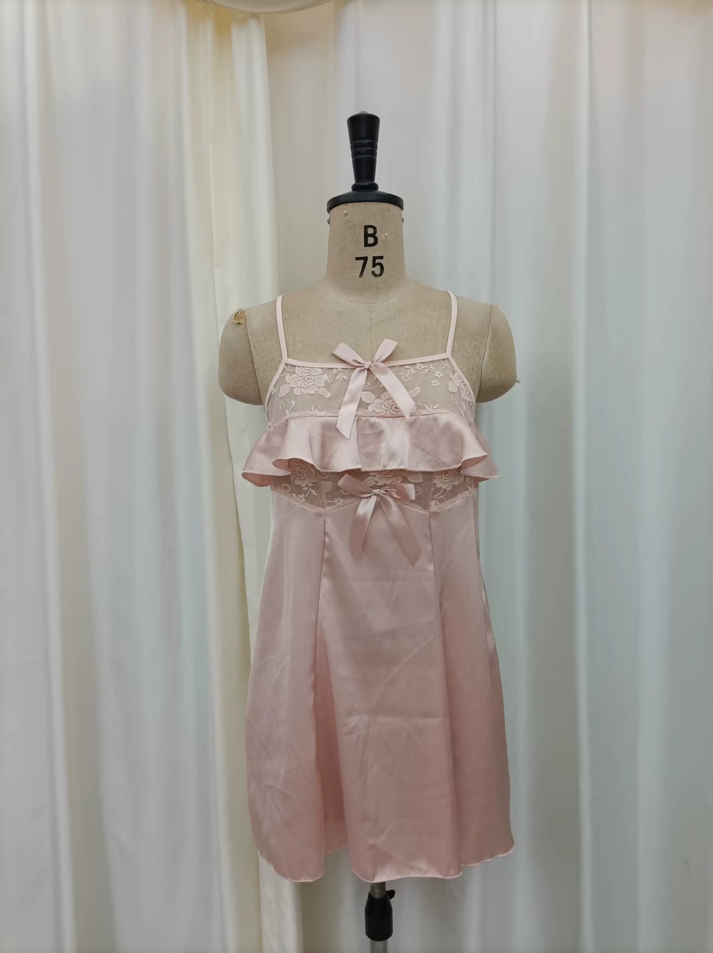 Black Lace Ruffle Nightdress – Elegant Sleepwear