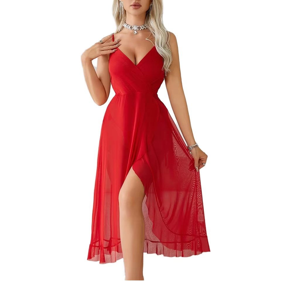 Elegant Spaghetti Strap Wrap Dress