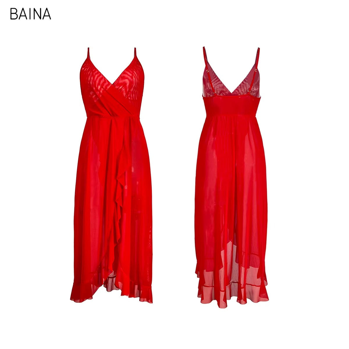 Elegant Spaghetti Strap Wrap Dress