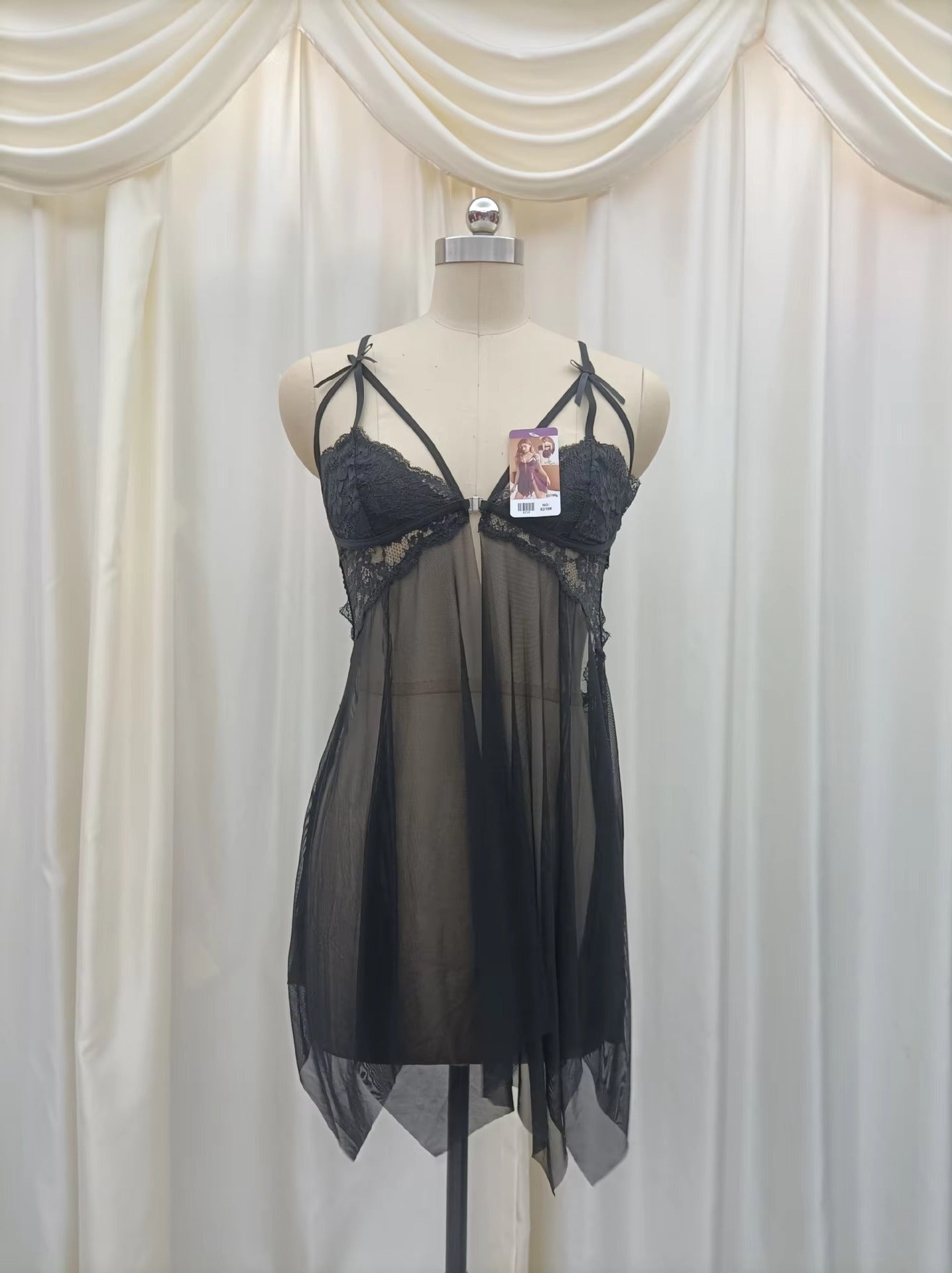 Midnight Amour Sheer Lace Babydoll Set