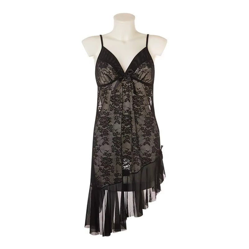 Elegant Lace Nightwear with Satin Bow Detail