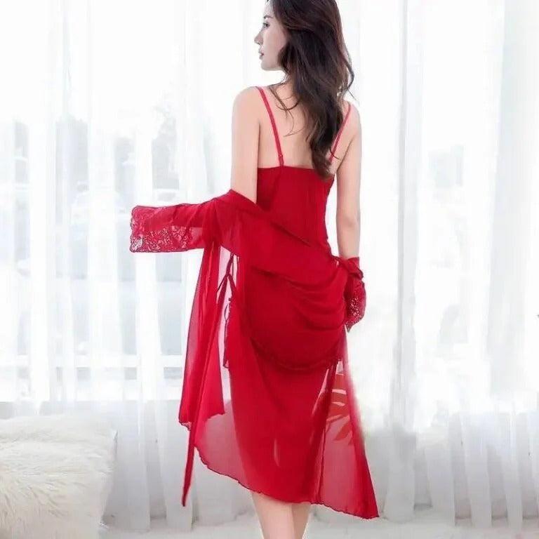 Elite Floral Mesh Nighty with Gown
